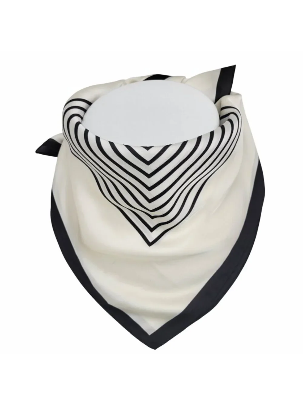 ⭐Luxury Elegant Bandana Silky Square Scarf WHITE BLACK Striped Versatile Soft